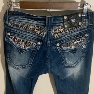 Miss Me Blue Denim Distressed Bootcut Cotton Women's Jeans - Size 27